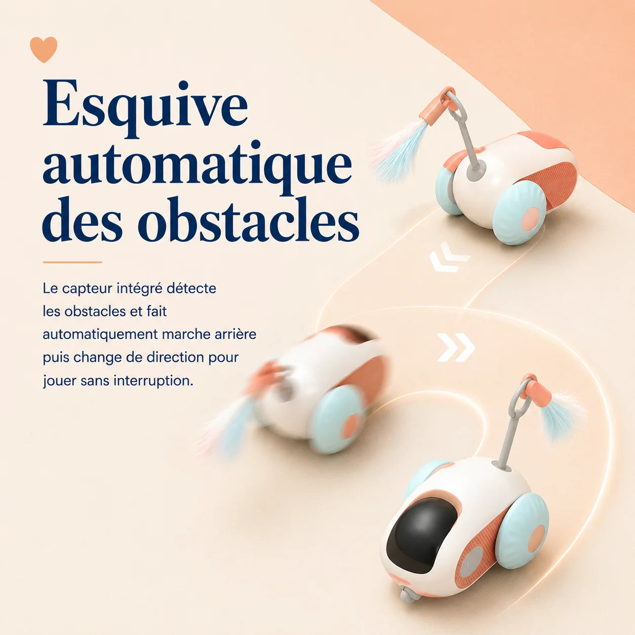 PawsCars évitement automatique d'obstacles - capteurs infrarouges détectent et contournent les meubles