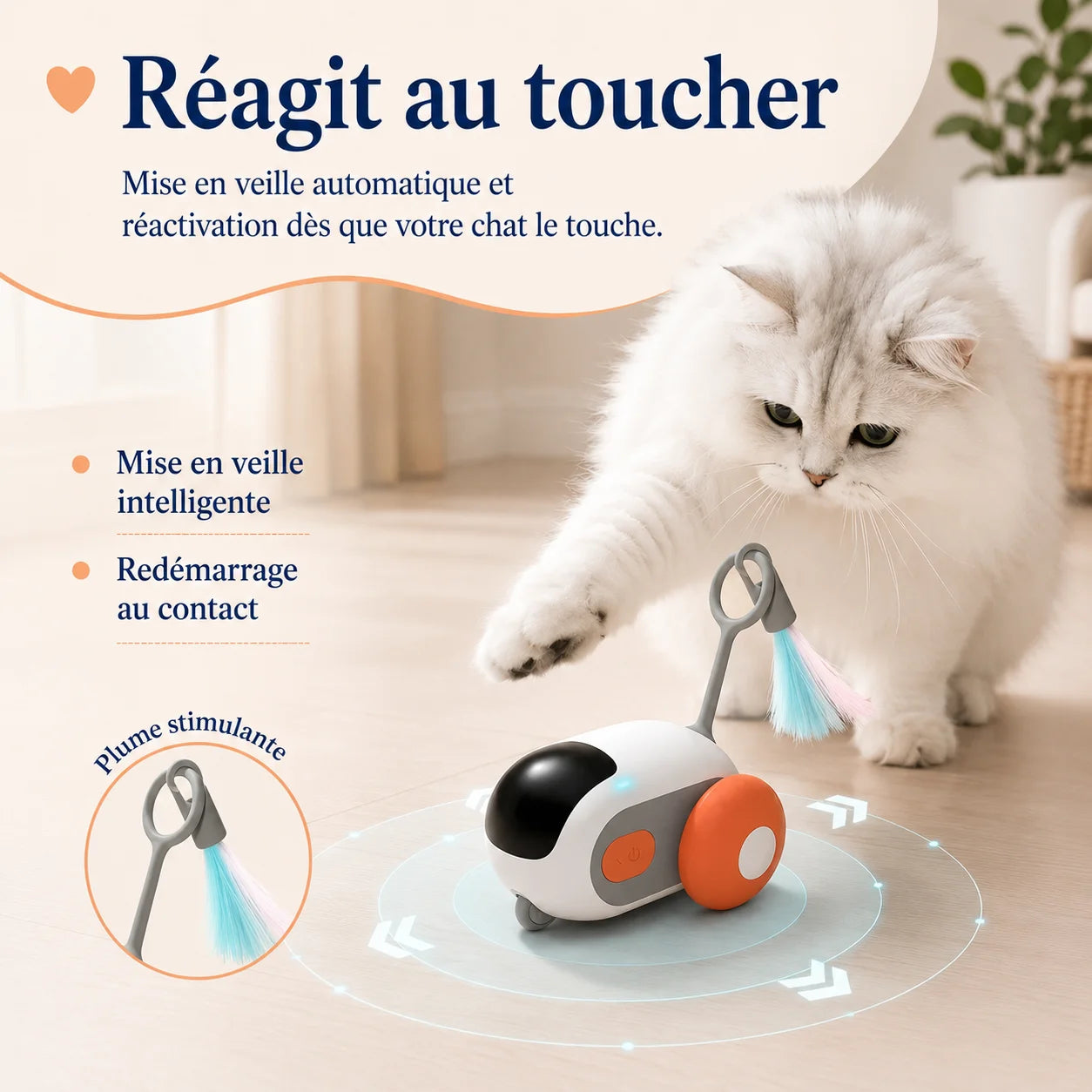 PawsCars mode intelligent - veille automatique, réactivation au toucher du chat