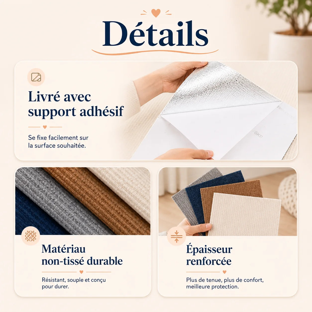 Détails du PolyGriffe avec dos adhésif, matière en polyester résistante et épaisseur renforcée