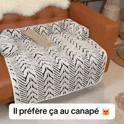 Protection canapé chat CosyPaw antidérapante avec chat installé sur un coin doux du canapé