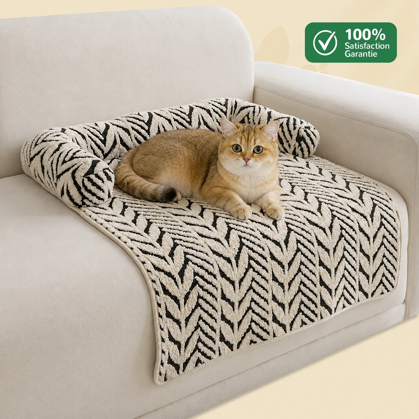 Chat installé sur la protection de canapé douce et antidérapante CosyPaw – Oaura