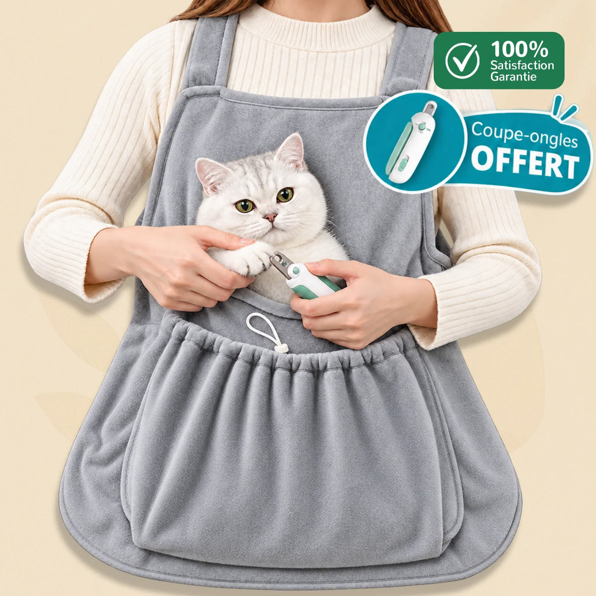Tablier de portage chat CâlinChat sans trous avec coupe-ongles offert – Oaura