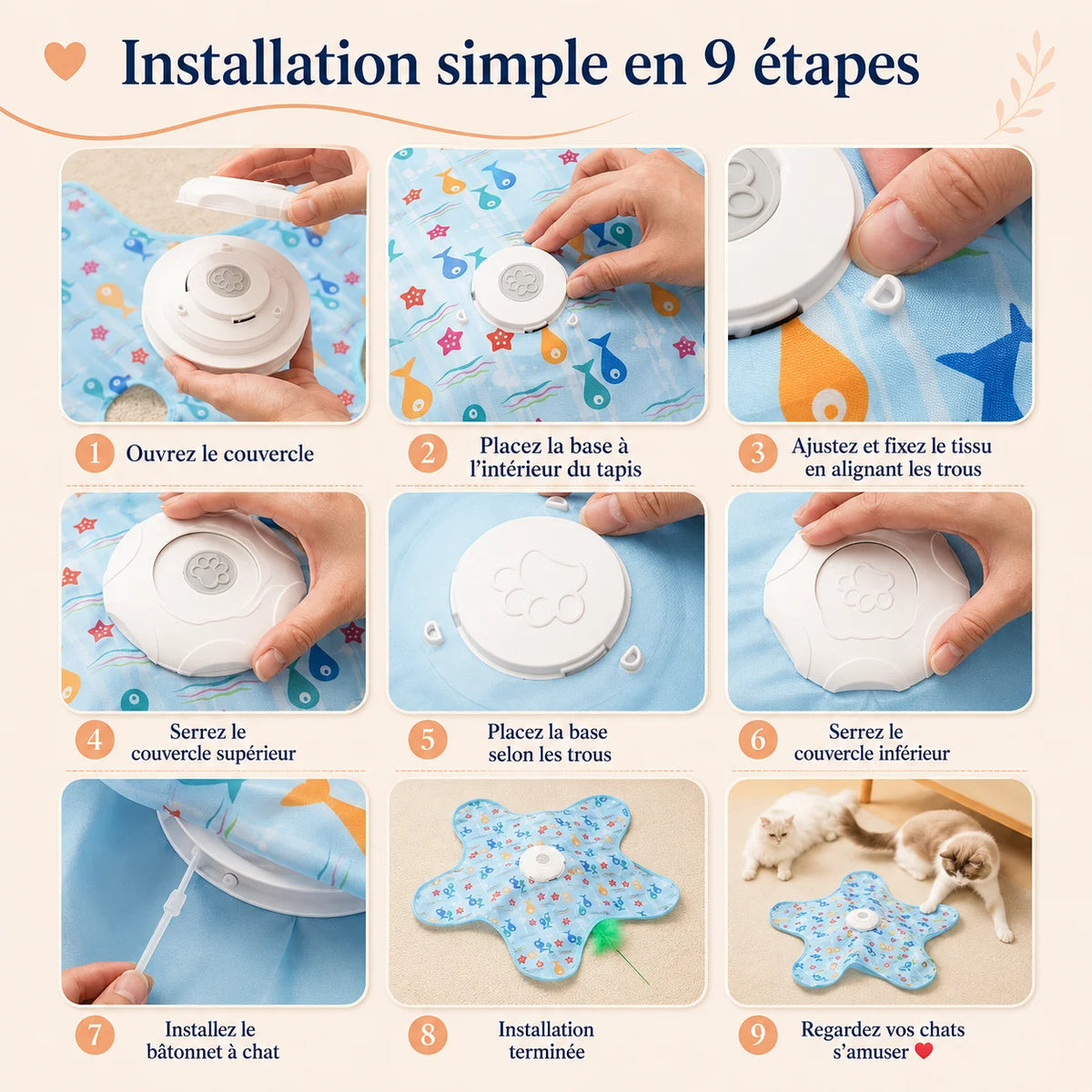 Installation TapiCache en 9 étapes - jouet cache-cache interactif pour chat, mise en place rapide