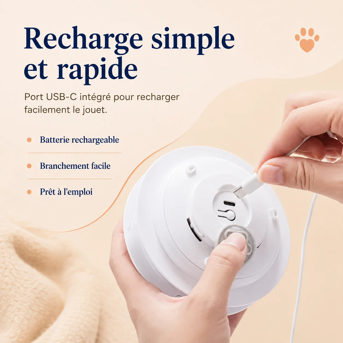 Recharge USB-C TapiCache - batterie intégrée rechargeable, câble inclus