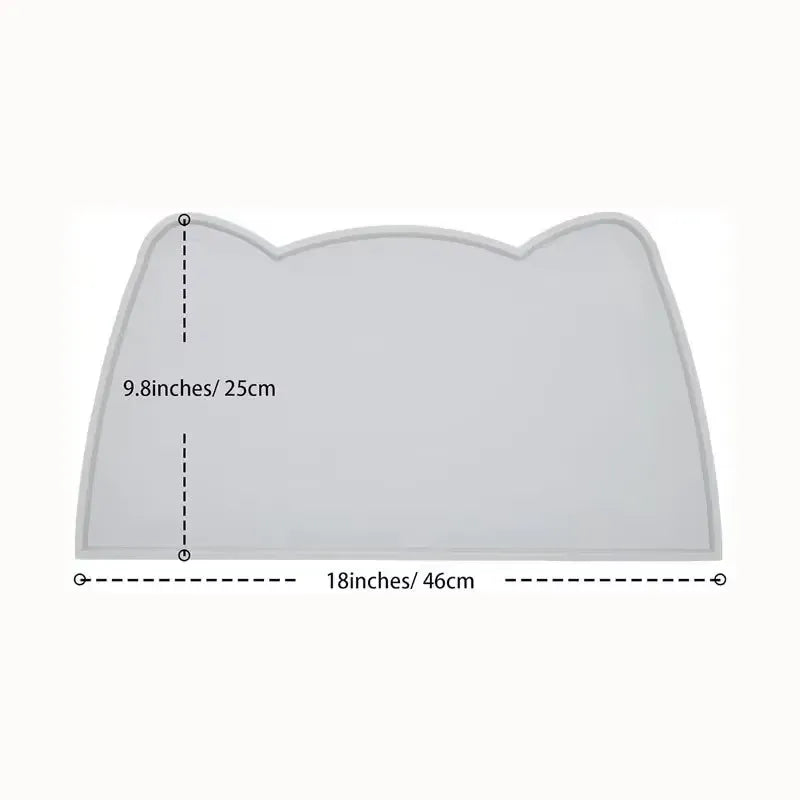 Dimensions du tapis gamelle chat silicone 46 x 25 cm en forme de tête de chat
