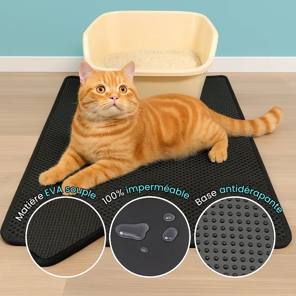 Tapis litière chat PurraMat en EVA souple, imperméable et antidérapant