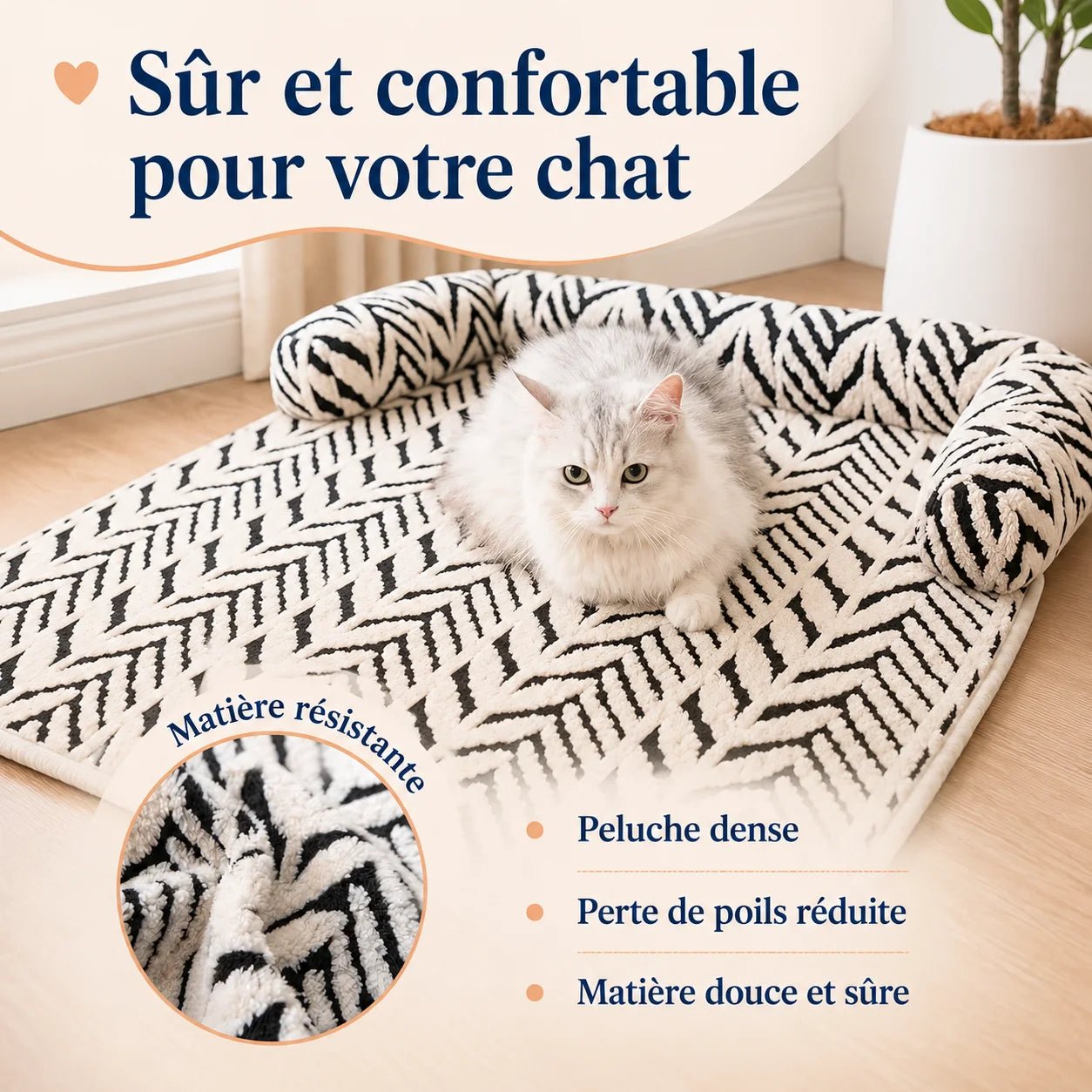 Tapis de protection CosyPaw en peluche dense et douce avec chat confortablement installé – Oaura
