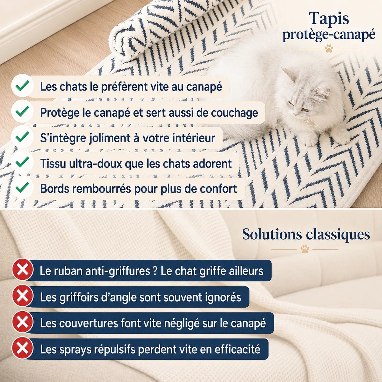 Avantages du tapis protège-canapé CosyPaw, doux et rembourré pour le confort du chat – Oaura